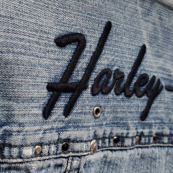 Vintage Y2K Harley-Davidson Jean Jacket With Embroidery & Studs - Picture 10 of 16